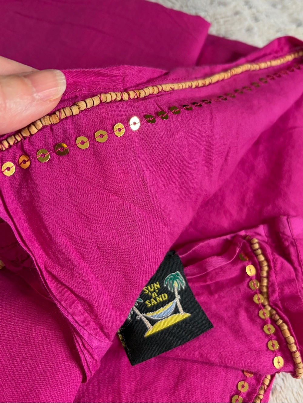 Sun & Sand Fuchsia Sequin Embellished Sarong #1092